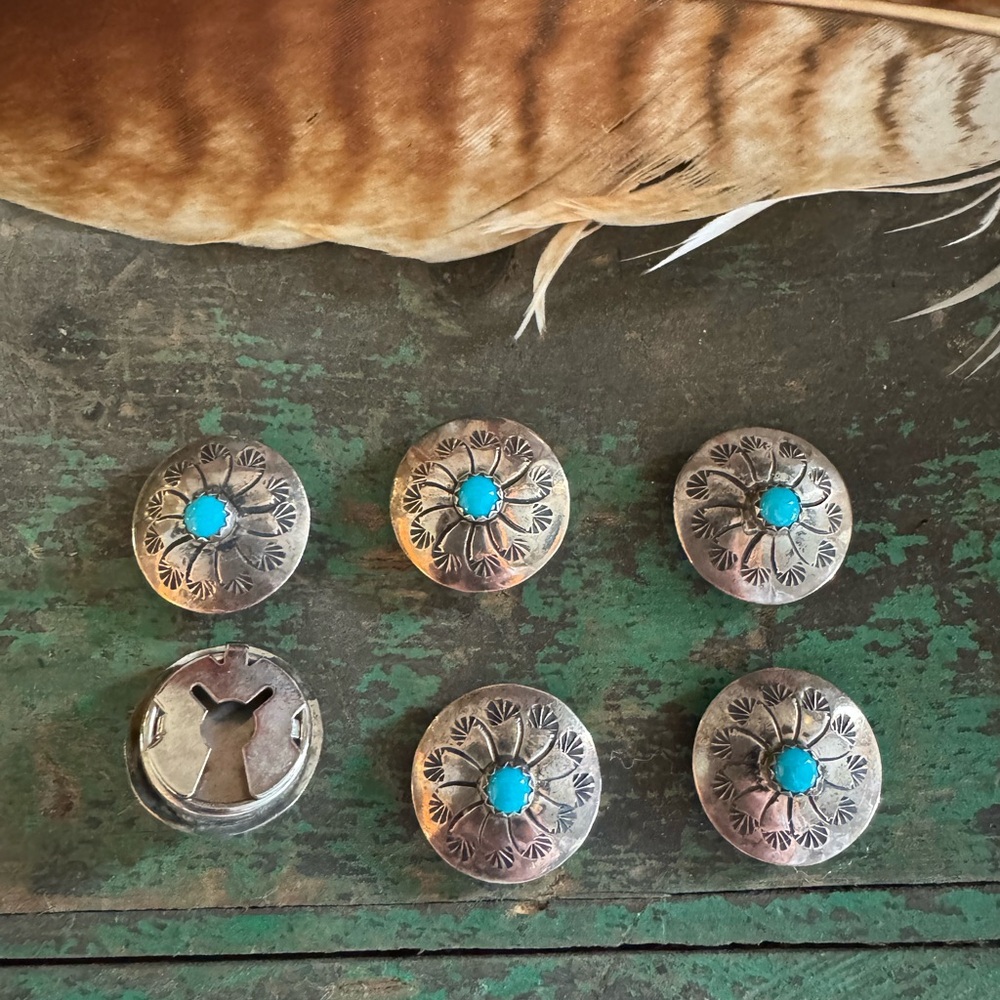 Sterling Silver and Turquoise Concho Button Covers